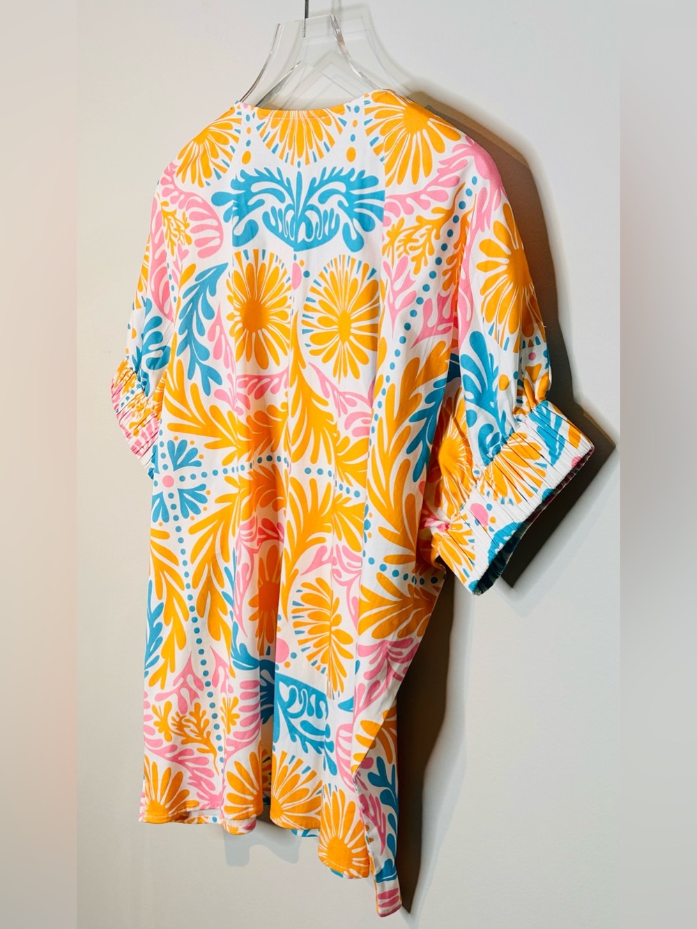 Sheridan French Orange Blue Pink Knit Popover Top Shirt Blouse - Picture 7 of 11